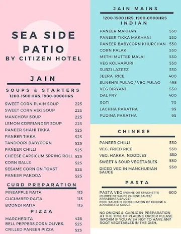 Seaside Patio menu 