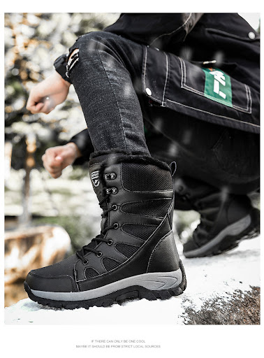 Title 7, Winter Plus Velvet Army Boots Mens Warm Snow B...