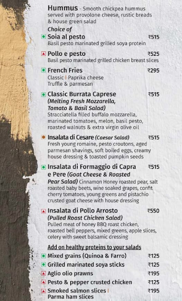 Toscano menu 