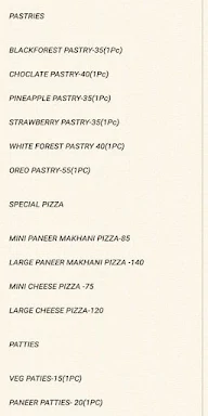 Sri Baba Bakers menu 1