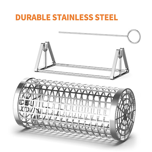Title 7, Outdoor Smoking Cage Basket Portable BBQ Net Ro...
