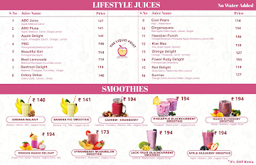 The Liquid Fruit menu 