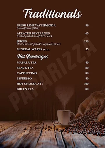 Paparizza-Woodfired Pizzas menu 