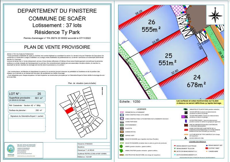 Vente terrain  551 m² à Scaer (29390), 51 500 €