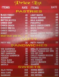 Ministry of Cakes menu 1