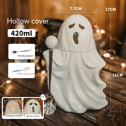 Title 4, Ghost Mug Creative Porcelain Cup With Cover and...