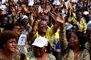 People gather for Pope Francis' address at the Stade des Martyrs during his apostolic journey, in Kinshasa, Democratic Republic of Congo, on February 2 2023. 