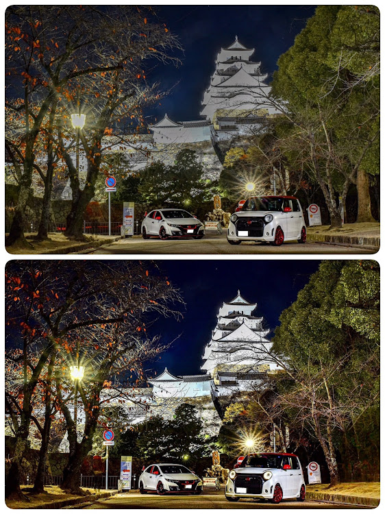 シビックタイプRの姫路城ライトアップ・昼と夜の比較・NSX NC-1・N-ONE Modulo X・大手前通りイルミネーションに関するカスタム事例の投稿画像9枚目