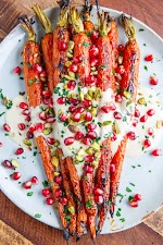 Maple Roasted Carrots in Tahini Sauce with Pomegranate and Pistachios was pinched from <a href="https://www.closetcooking.com/maple-roasted-carrots-in-tahini-sauce/" target="_blank" rel="noopener">www.closetcooking.com.</a>