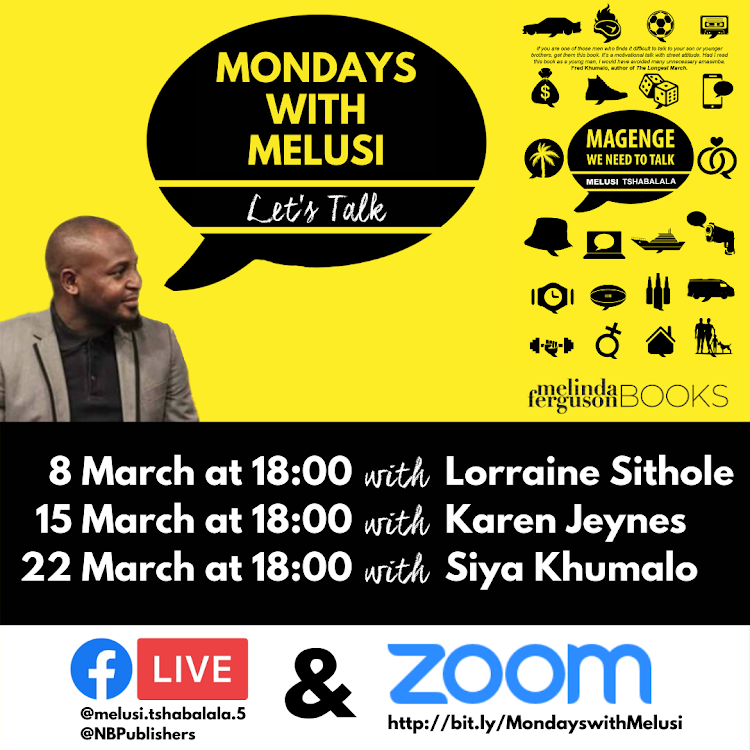 Save the date(s), SA! Join Melusi Tshabalala for a series of conversations with Lorraine Sithole, Karen Jeynes and Siya Khumalo over the course of the next three weeks.