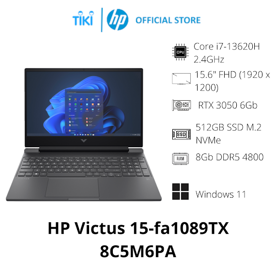 Laptop Hp Gaming Victus 15 - Fa1089Tx 8C5M6Pa (Core I7 - 13620H/ 8Gb/ 512Gb Ssd/ Nvidia Geforce Rtx 3050 6Gb Gddr6/ 15.6Inch Full Hd/ Windows 11 Home/ Mica Silver) - Hàng Chính Hãng