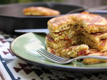 Savory Hatch Chile and Candied Bacon Pancakes