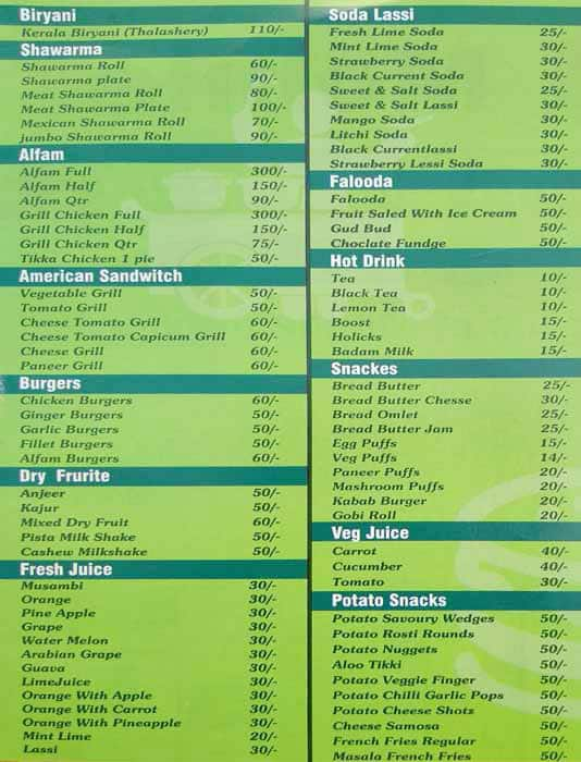 Fabcafe By Fabindia menu 