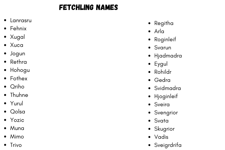 Pathfinder Fetchling Names