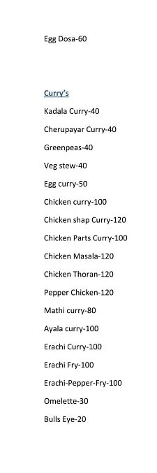 Kerala Panoor Restaurant menu 