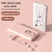 Pin Sạc Dự Phòng 20000Mah Cỡ Lớn Thiết Kế Dễ Thương Với 4 Dây Cáp Sạc Tiện Dụng