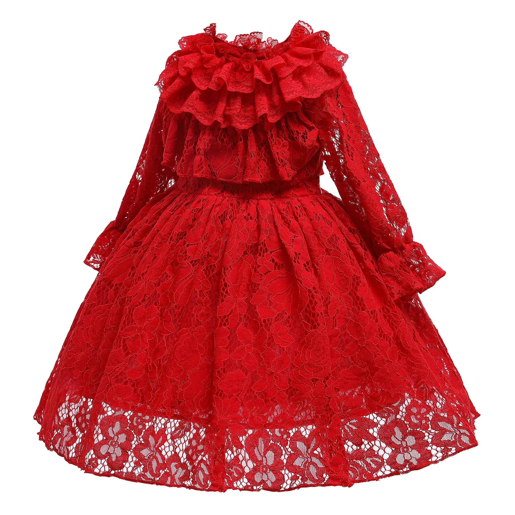 Title 4, Vestido Largo de Encaje para Niña con Flores Ma...
