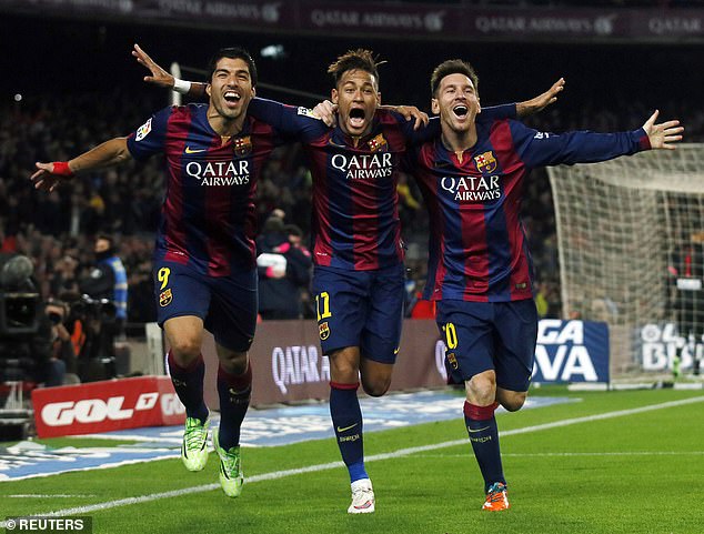 Luiz Suarez, Neymar and Lionel Messi during a past match