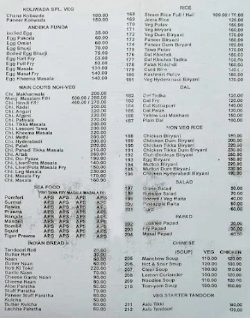 Hotel Alvita menu 