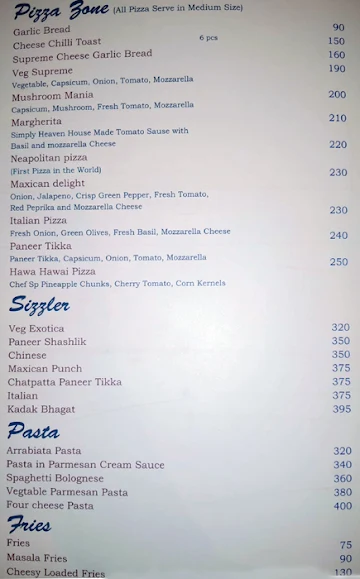 Kadak Bhagat menu 