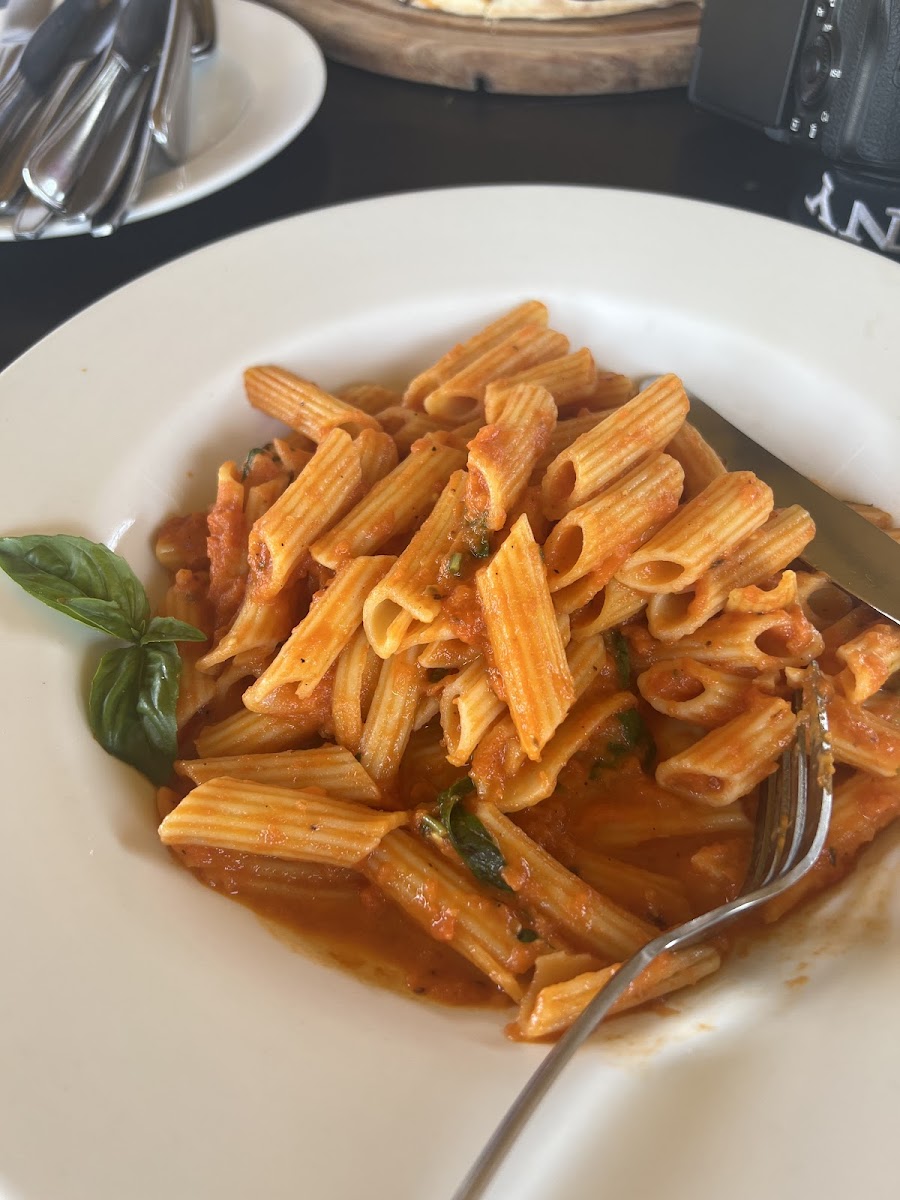 GF pasta with tomato sauce