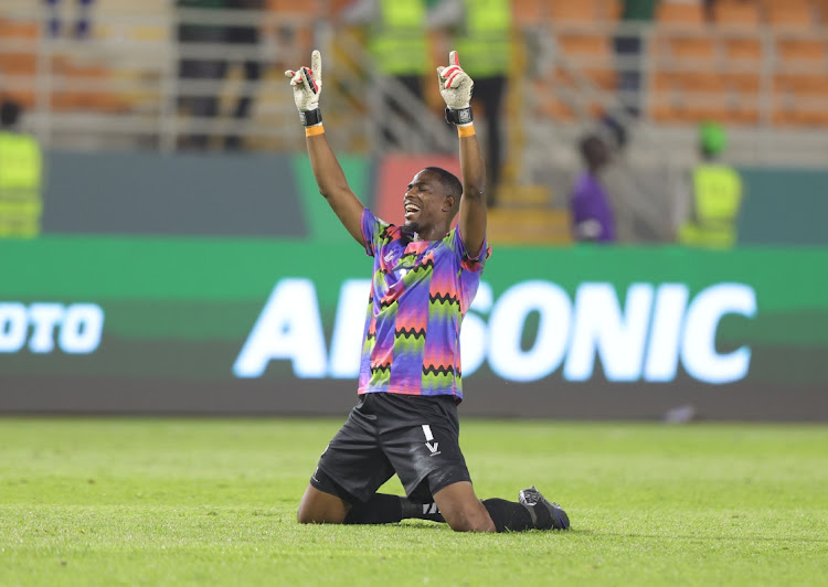 Lloyd Kazapua of Namibia celebrates a goal against Tunisia during their Afcon game on January 16.