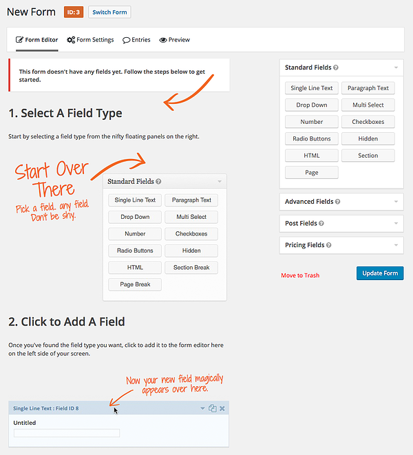 Tạo một trang mẫu trên plugin WordPress, Gravity Forms.