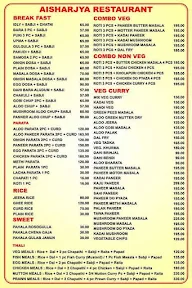 Aisharjya Restaurant menu 1