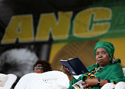 Nkosazana Dlamini-Zuma on stage ahead of a her address at a send-off rally in Durban on Saturday.
