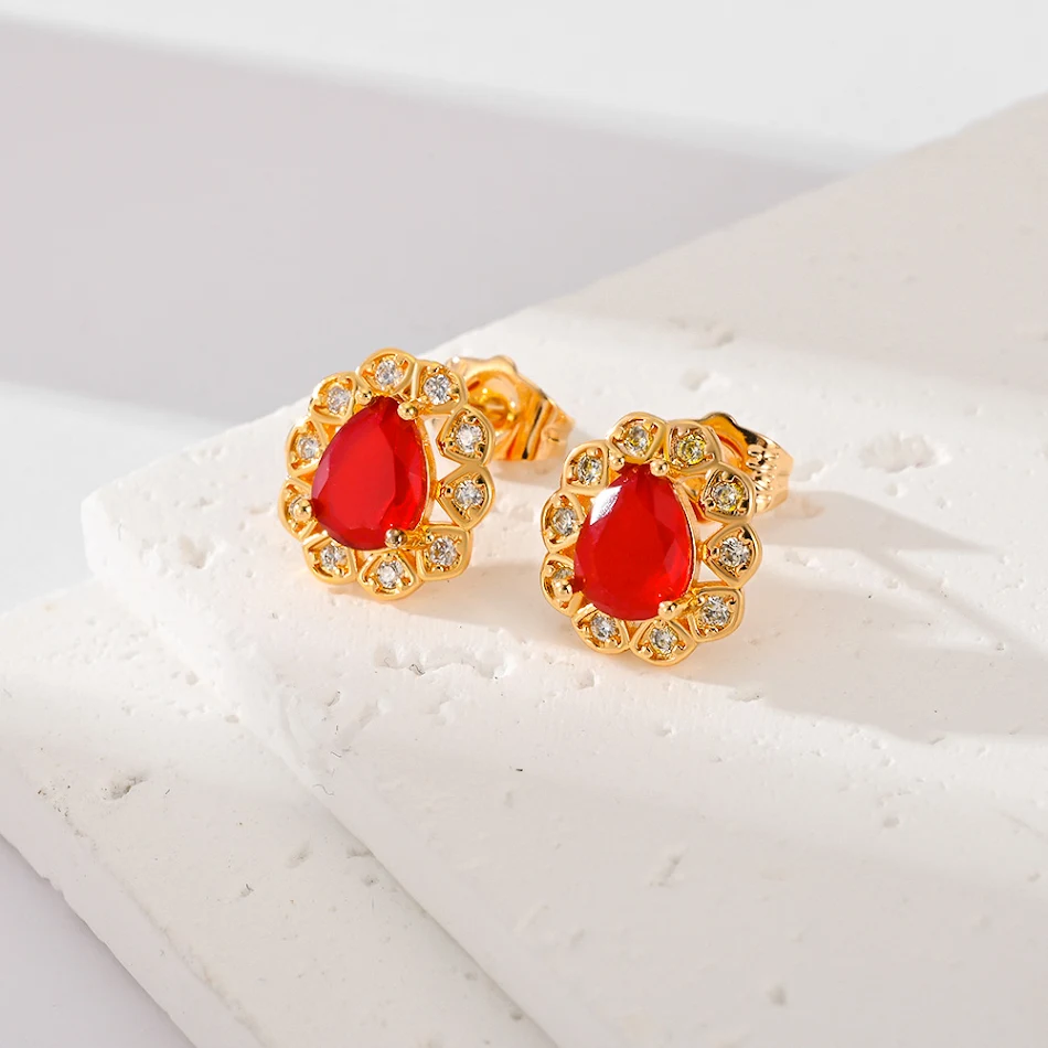 Fashionable multi-color zircon stud earrings, female accessories. Enhance your everyday style and add a touch of sparkle