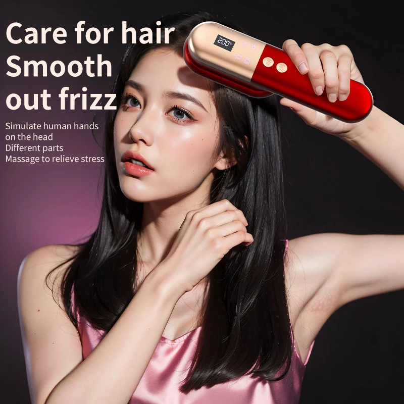 Mini Haarglätter mit Aufladung, Negative Ionen Haarpflege, Sanfte Massagebürste. Für geschmeidiges, glänzendes Haar und Styling.