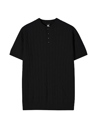 Title 6, New Mens Solid Color Hemp Pattern Placket Coll...