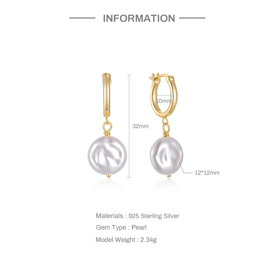 Boucles d'oreilles en perles baroques en argent sterling S925, élégantes et polyvalentes, subliment votre beauté naturelle. Parfaites en toutes occasions.