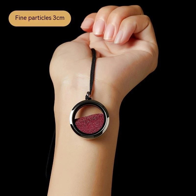 Pendentif Collier Cinnabar Pierre Brute, Sac de Chance Poudre Sable Or et Violet, porte-bonheur pour la chance.