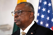 U.S. Defence Secretary Lloyd Austin speaks during a news conference in Vilnius, Lithuania, February 19, 2022.