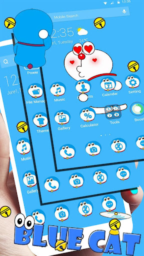 Kawaii Blue Cat  APUS Launcher Theme