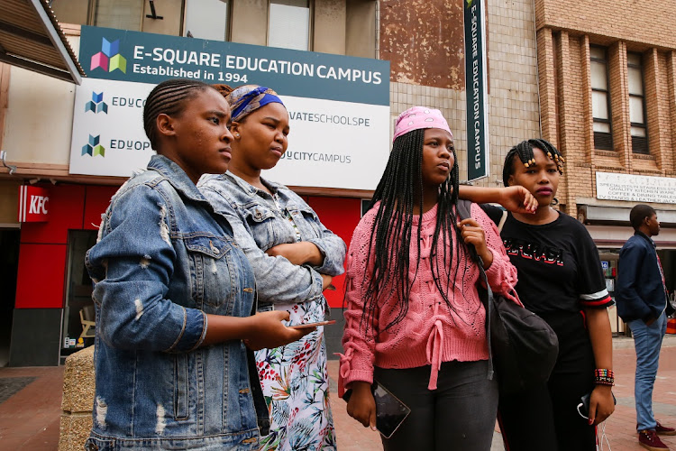 Ed-U College pupils, from left, Asive Mzameni,19, Sinazo Bazi, 18, Yonela Grootboom,19, and Siphokazi Mbonyongwane, 21, will be able to write their exams after all, following earlier confusion over whether their school had registered them with the department of education