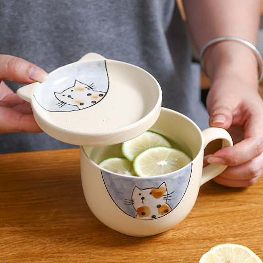 Title 23, Large Capacity Ceramic Cup With Lid, Spoon Set ...