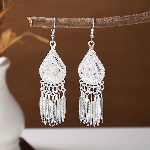 Title 32, Ethnic Style Colorful Long Feather Antique Earr...