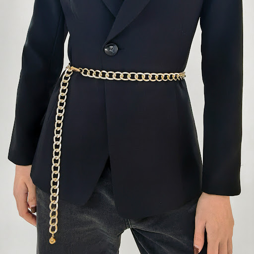Title 8, Metallic Hollowed-out Texture Gold Womens Wais...