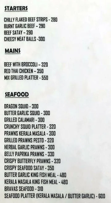 Bench Restocafe menu 