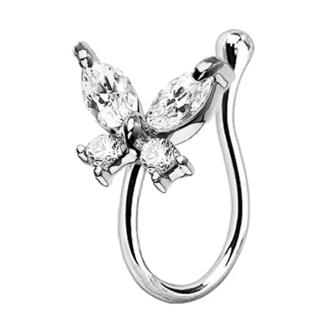 Title 1, Damen U-Form Diamant Schmetterling Nasenring, m...