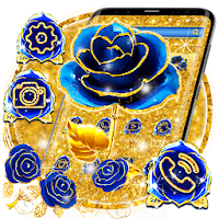 Golden Glitter Blue Rose Theme