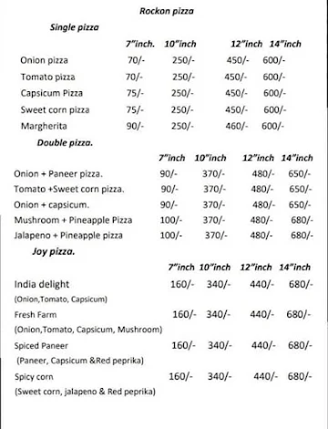 Rockon Pizza menu 