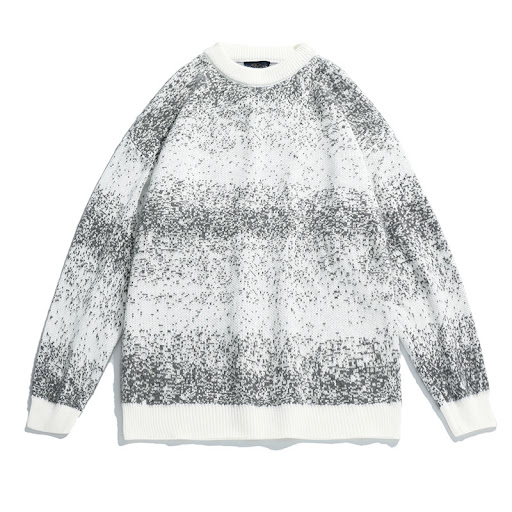 Title 2, Gradient Noise Pattern Loose Crew Neck Sweater ...