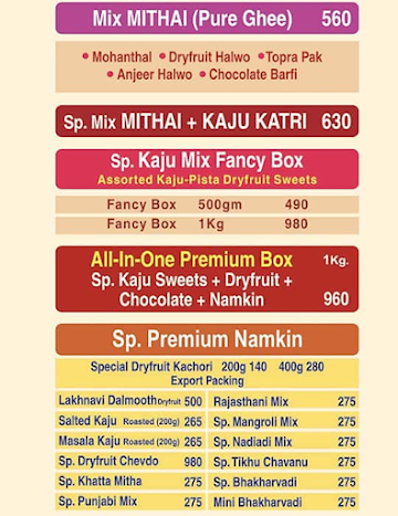 Vipul Dudhiya Sweets menu 