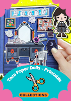 Printable Toca Boca Paper Doll Green Style / Dress up Doll / 