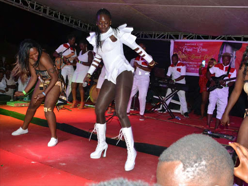 Akothee performs with her crew