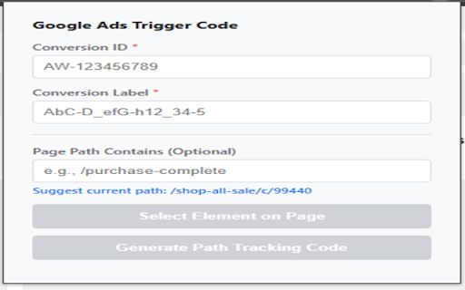 Google Ads Trigger Code screenshot 1