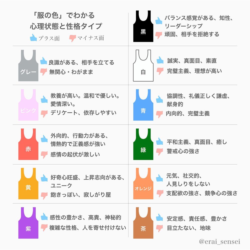 カラー心理テスト 今日は何色 服の色 で分かる心理状態 Trill トリル